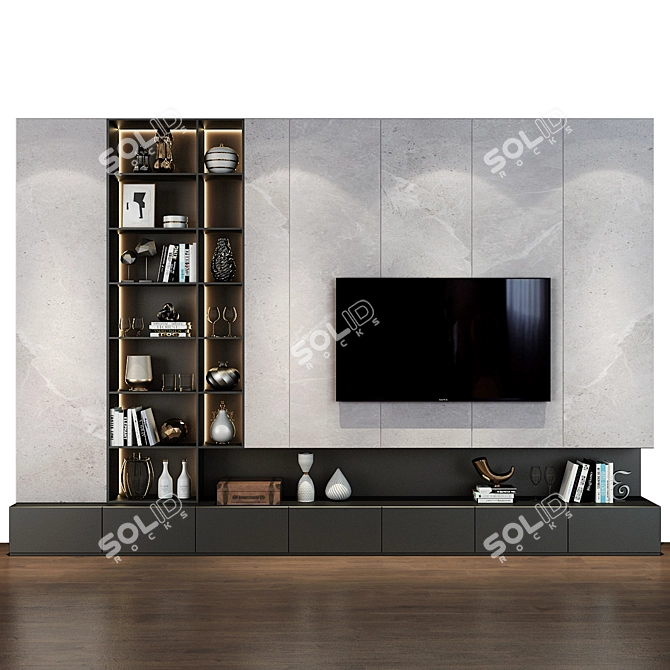 Milan Style Modern Living - TV Wall Decor 3D model image 1