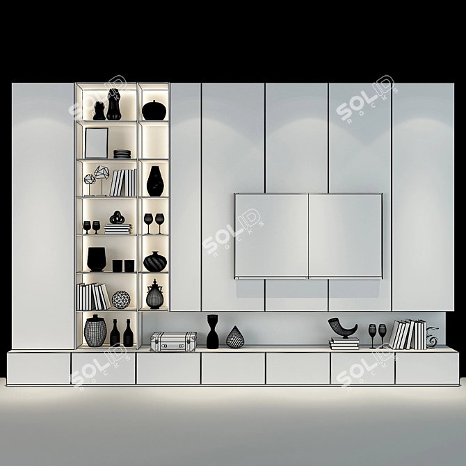 Milan Style Modern Living - TV Wall Decor 3D model image 2