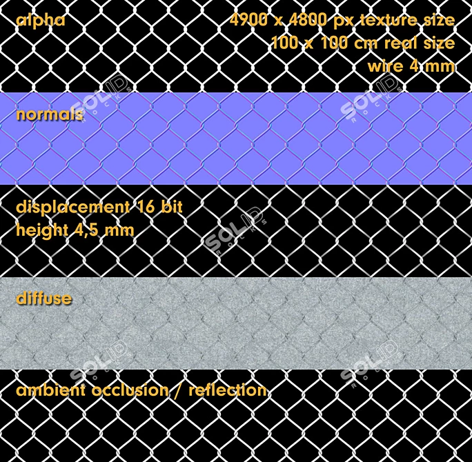 Seamless Wire Mesh Fence 3D model image 4
