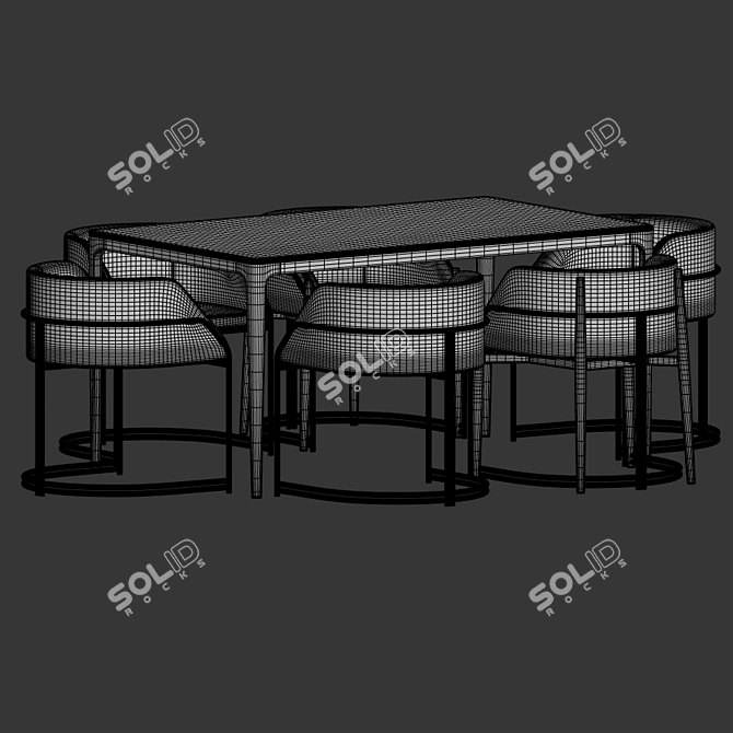 Marble & Velvet Dining Set: Deja Vu Chair + Canto Table 3D model image 3