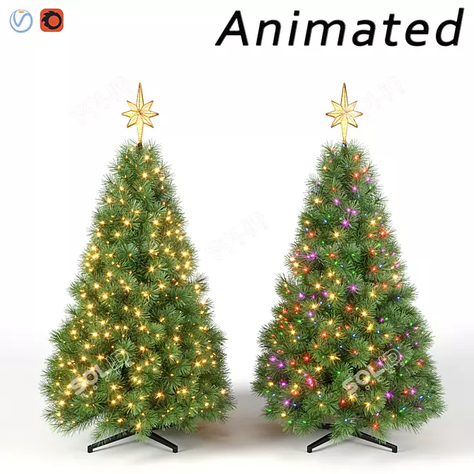 Animated Christmas Tree Set 3D model image 1