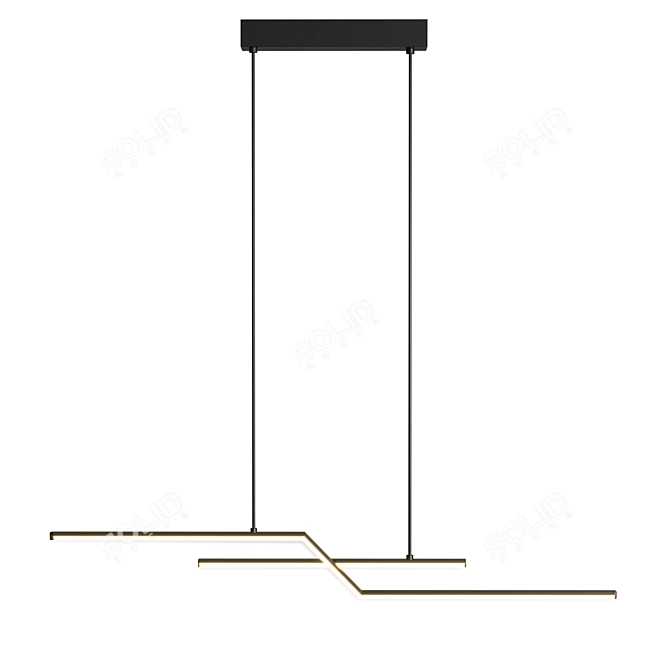 Modern Black Gold LED Pendant 3D model image 1