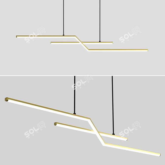 Modern Black Gold LED Pendant 3D model image 3