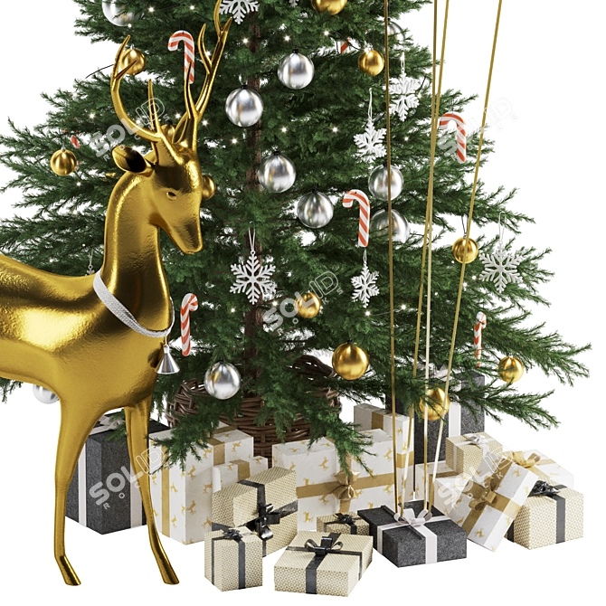 Festive Christmas Tree Decoration 3D model image 3