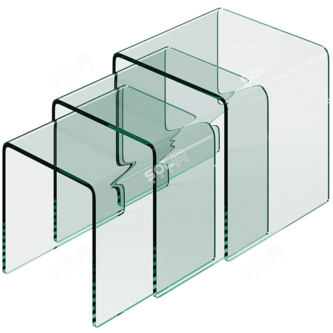 Sleek Clear Glass Nesting Tables by Kare Design 3D model image 2