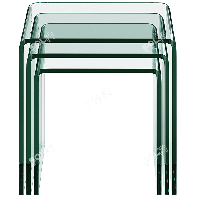 Sleek Clear Glass Nesting Tables by Kare Design 3D model image 3