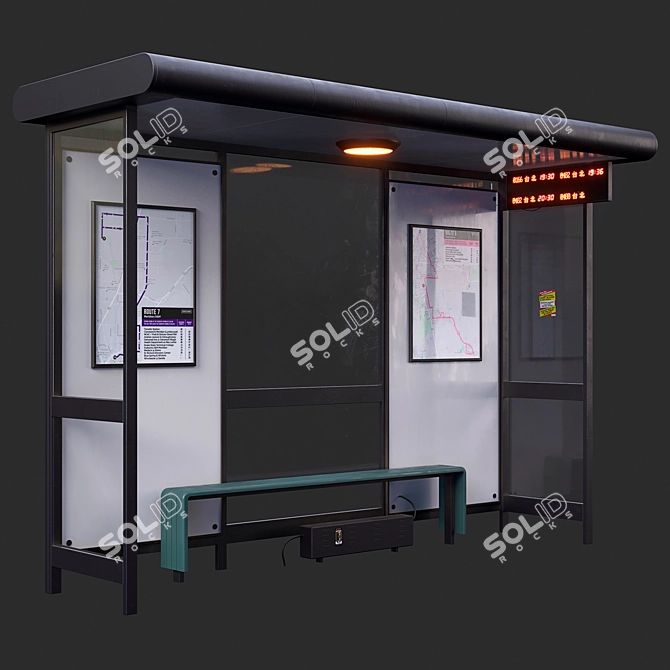 Modern Bus Stop Kit 3D model image 2