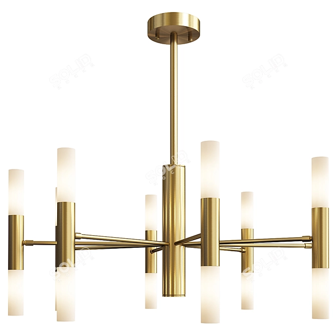 Modern Gold Starburst Chandelier 3D model image 1