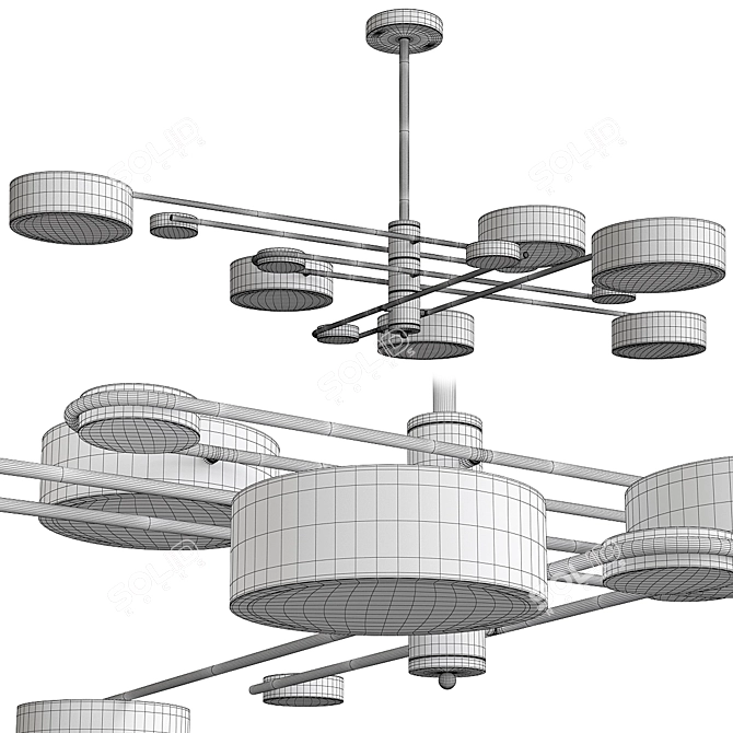 Nordic Starburst LED Chandelier 3D model image 2