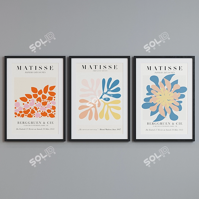 Modern Picture Frame Set with Matisse Art 3D model image 2