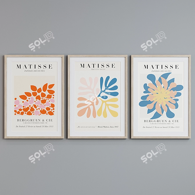 Modern Picture Frame Set with Matisse Art 3D model image 3