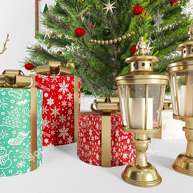 Festive Christmas Tree with Ornaments 3D model image 3