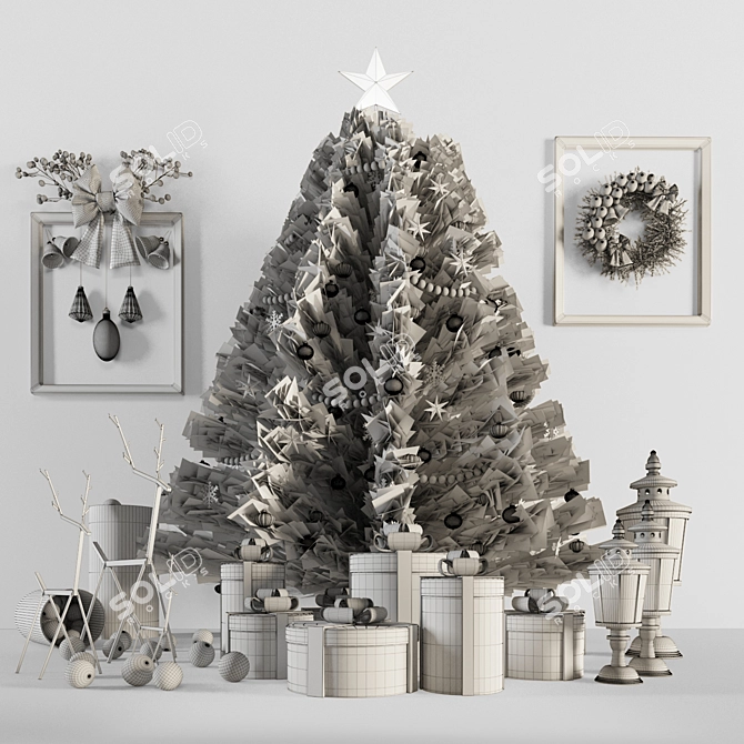 Festive Christmas Tree with Ornaments 3D model image 6