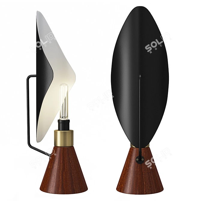 Sleek Metal and Wood Table Lamp 3D model image 1