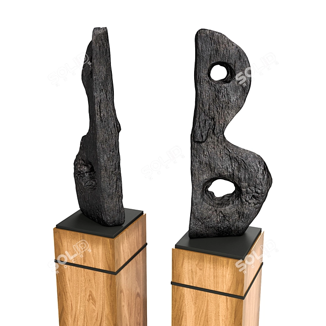 Minimalist Wood Sculpture "Untitled 2015 3D model image 3