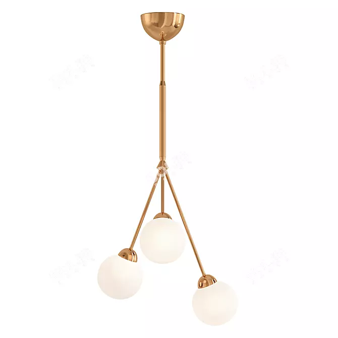 Brass Globe Pendant Light 3D model image 1