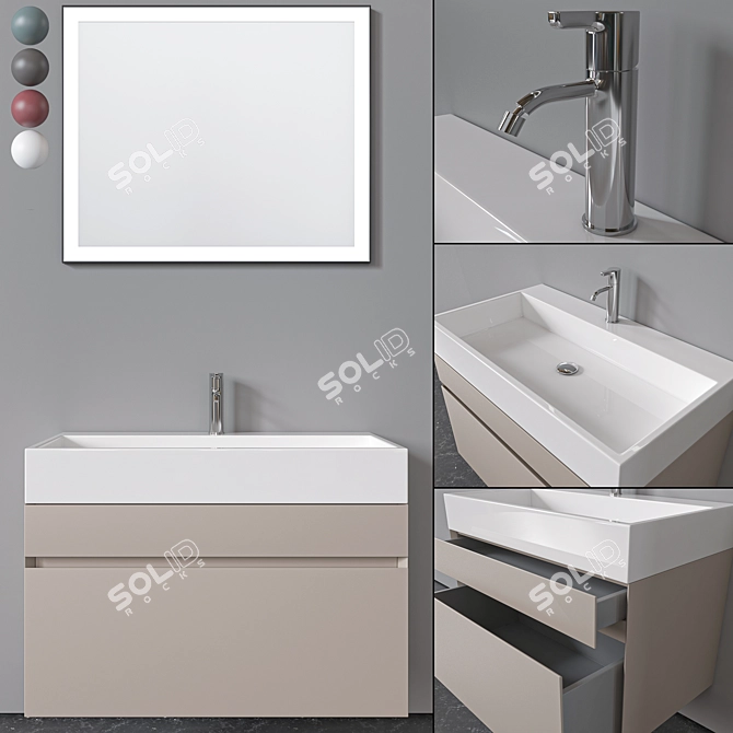 Antonio Lupi Gesto Set: Sink, Mirror, Furniture 3D model image 1