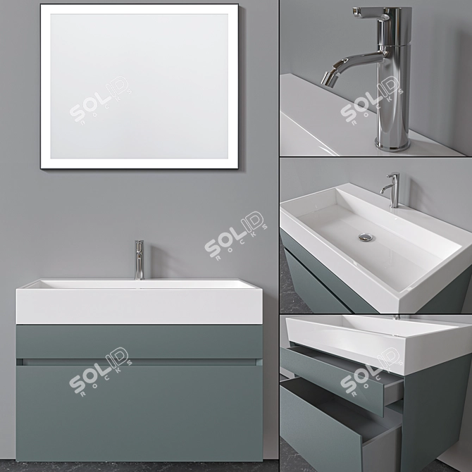 Antonio Lupi Gesto Set: Sink, Mirror, Furniture 3D model image 2