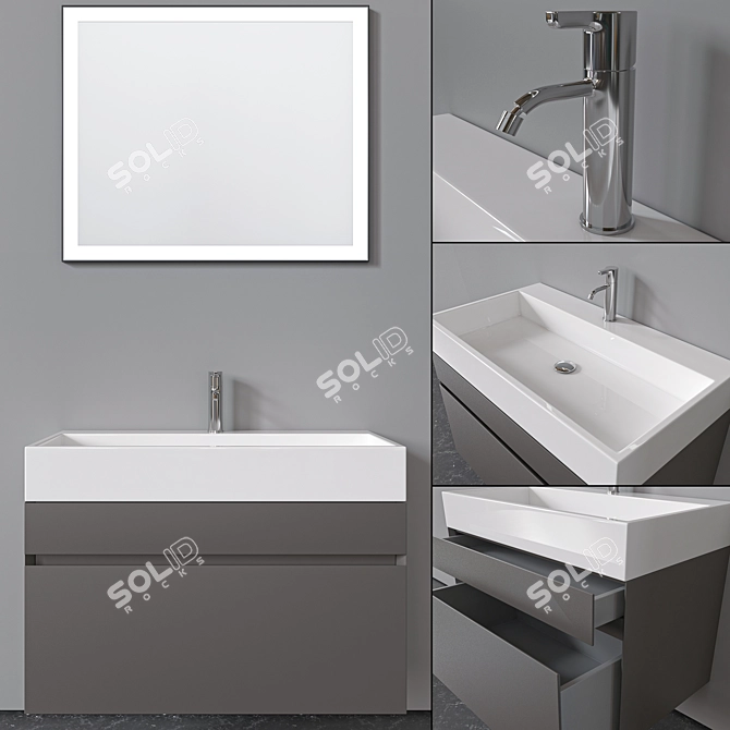 Antonio Lupi Gesto Set: Sink, Mirror, Furniture 3D model image 3