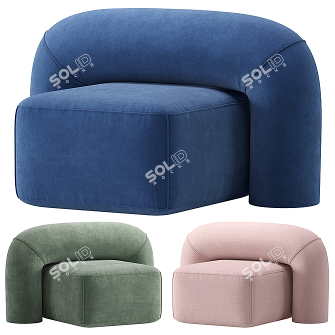 Luxurious MOSS Armchair: Velvet and Leather 3D model image 2