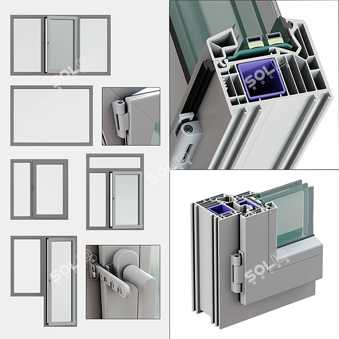 VEKA Windows - Smooth Geometry, Multiple Materials 3D model image 1