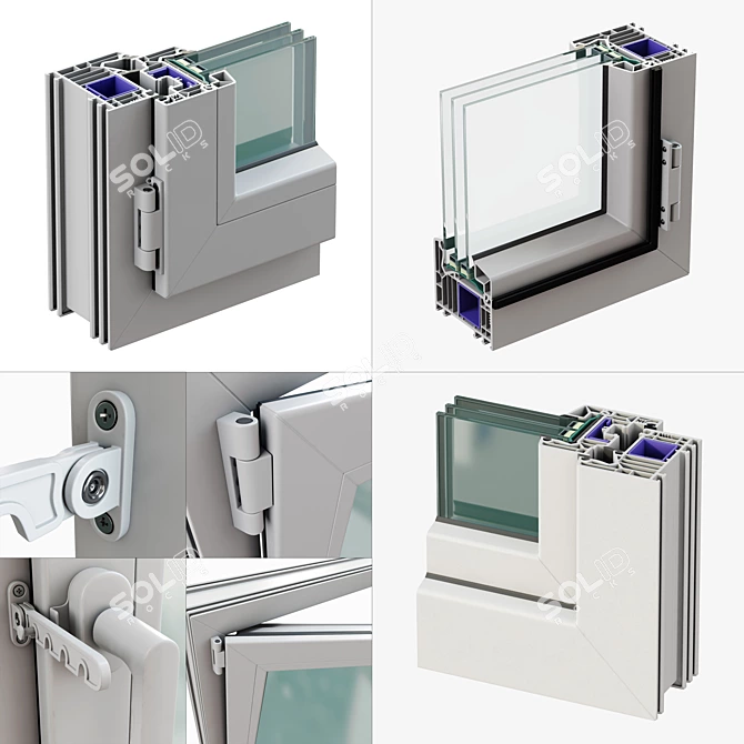 VEKA Windows - Smooth Geometry, Multiple Materials 3D model image 2