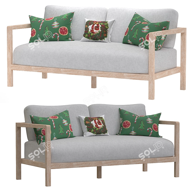 Rustic Outdoor Seating Set 3D model image 1