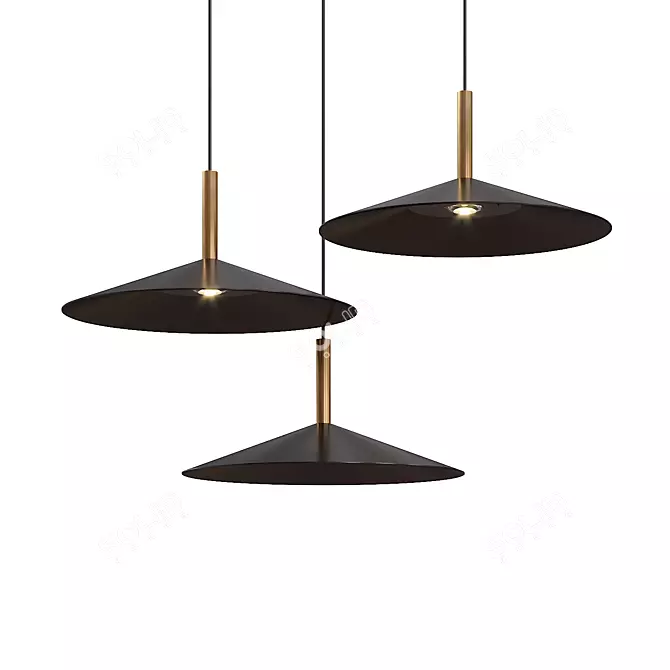 Modern LED Pendant Lamp with Conical Metal Shade | Lampatron 3D model image 1