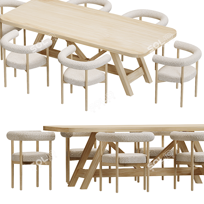 Mazz Boucle Chair & Aya Table Set 3D model image 3