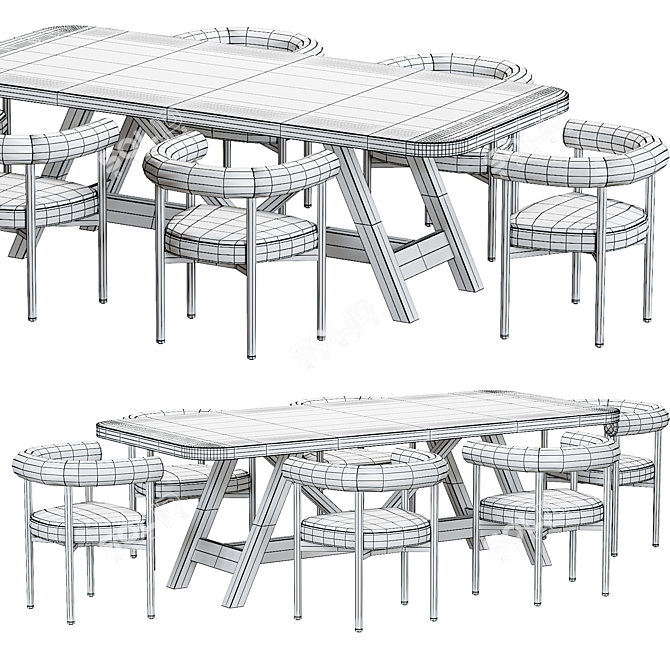 Mazz Boucle Chair & Aya Table Set 3D model image 5