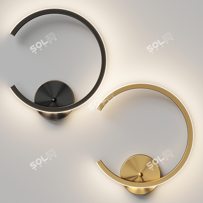 Sleek Ring LED Wall Lamp 3D model image 2