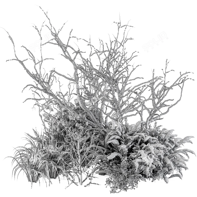 Snowy Mixed Plant Bush - Set of 59 3D model image 4