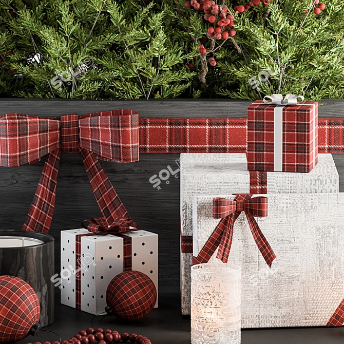 Festive Christmas Decor Set 3D model image 5