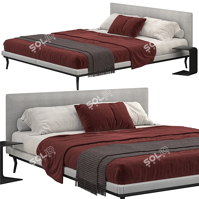 Luxury Italian B&B Italia Atoll Bed 3D model image 1