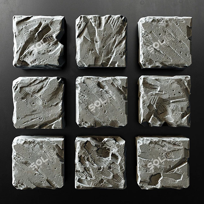 Vintage Stone Cube Panel 3D model image 1