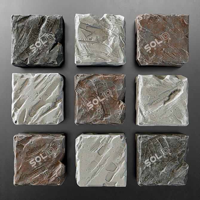 Vintage Stone Cube Panel 3D model image 2