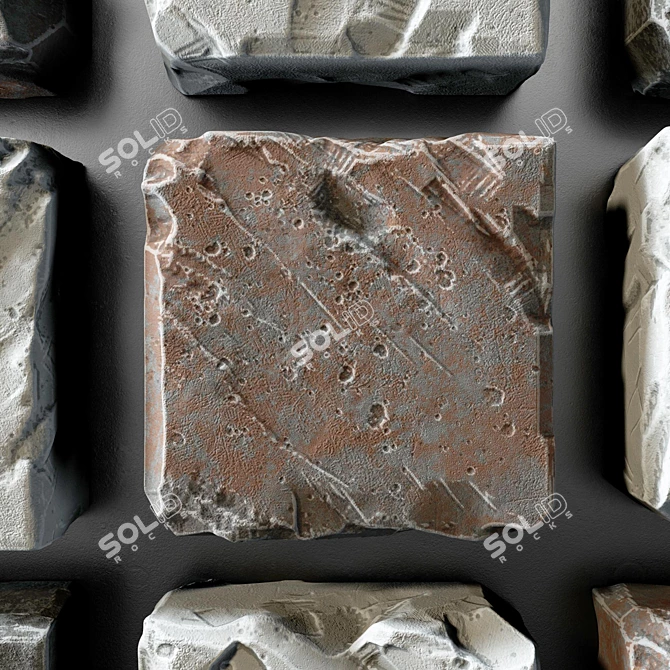 Vintage Stone Cube Panel 3D model image 5