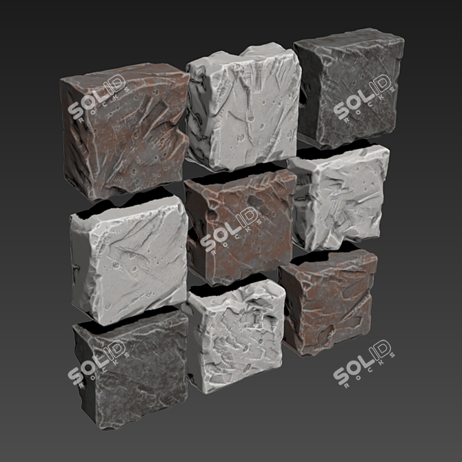 Vintage Stone Cube Panel 3D model image 6