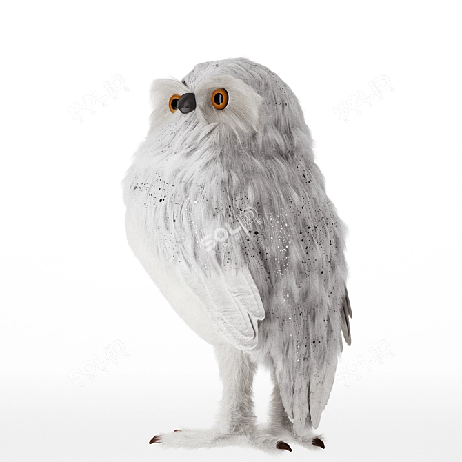 Artificial White Owl Sculpture 3D model image 2