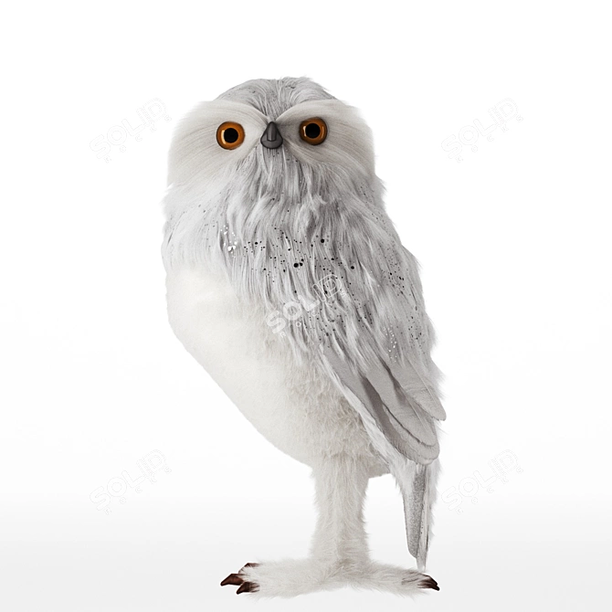 Artificial White Owl Sculpture 3D model image 5