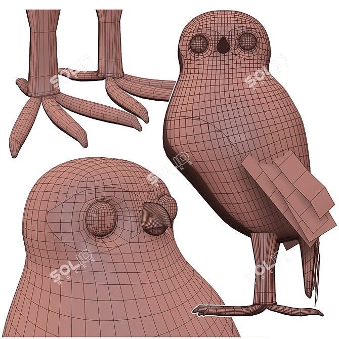 Artificial White Owl Sculpture 3D model image 6