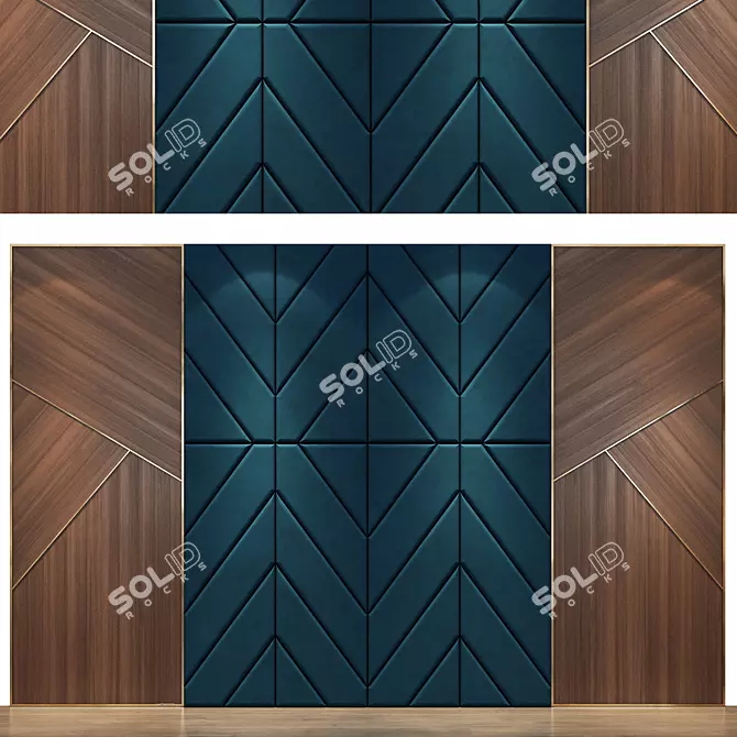 Rustic Wood Wall Panel Set 3D model image 1