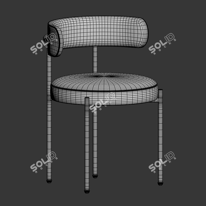 Elegant Ivory Dining Chair 3D model image 2