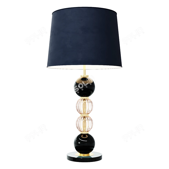 Elegant Hand Blown Glass Table Lamp with Velvet Shade 3D model image 1