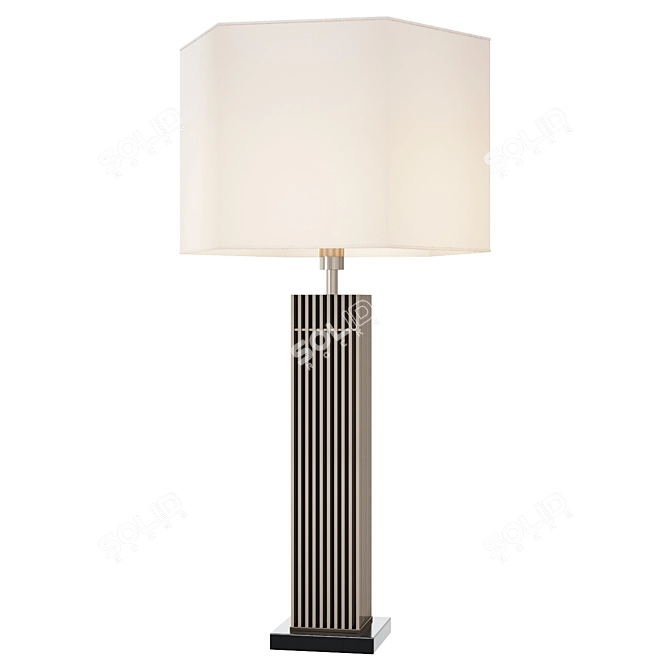 Stylish Nickel Finish Table Lamp with Black Marble Base 3D model image 1