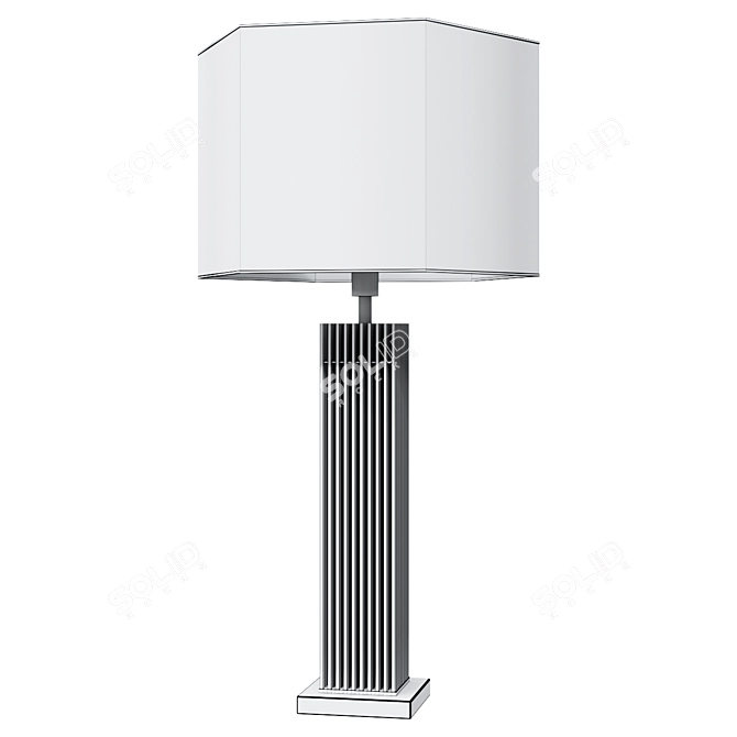 Stylish Nickel Finish Table Lamp with Black Marble Base 3D model image 2