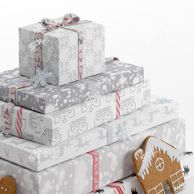 Festive Delights: Christmas Gift Set & Gingerbread Cookies 3D model image 3
