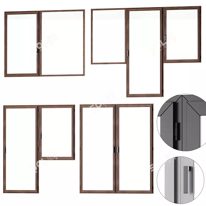 Versatile Window Set: 12 Styles in 3 Colors 3D model image 1