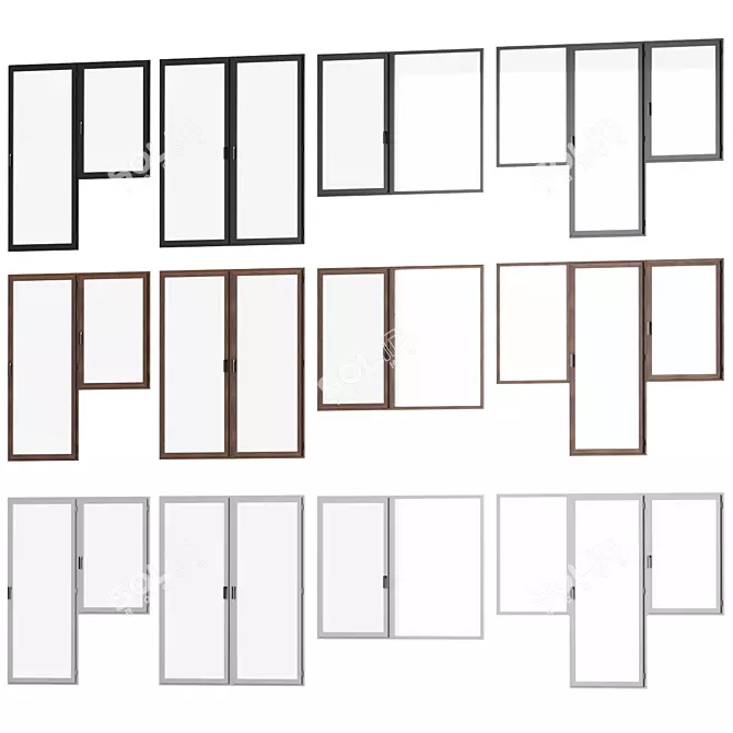 Versatile Window Set: 12 Styles in 3 Colors 3D model image 4