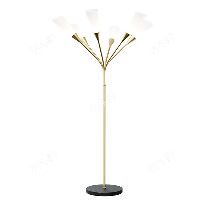 Elegant Antique Brass Gagnon Floor Lamp 3D model image 1
